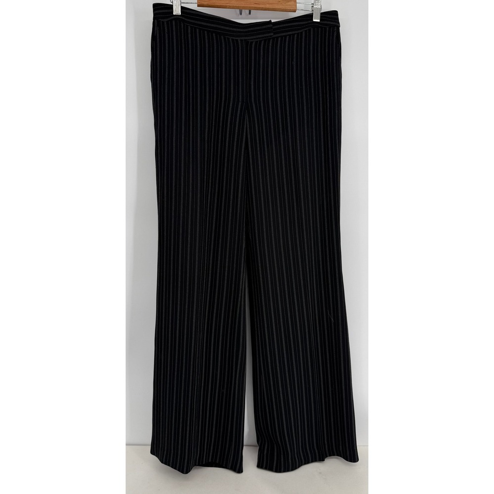 Ann Taylor Factory Black Pinstripe Wide Leg Trousers Dress Pants Womens Sz 12